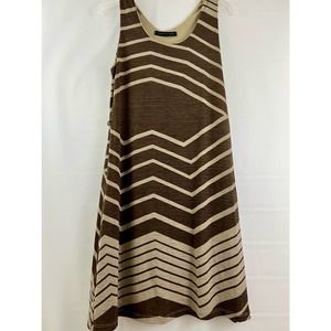 Peaches n Cream Sleeveless Lined Brown Geometric Tunic Blouse Top Size Medium